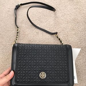 Tory Burch Bryant Quilted Black Leather Cross Body